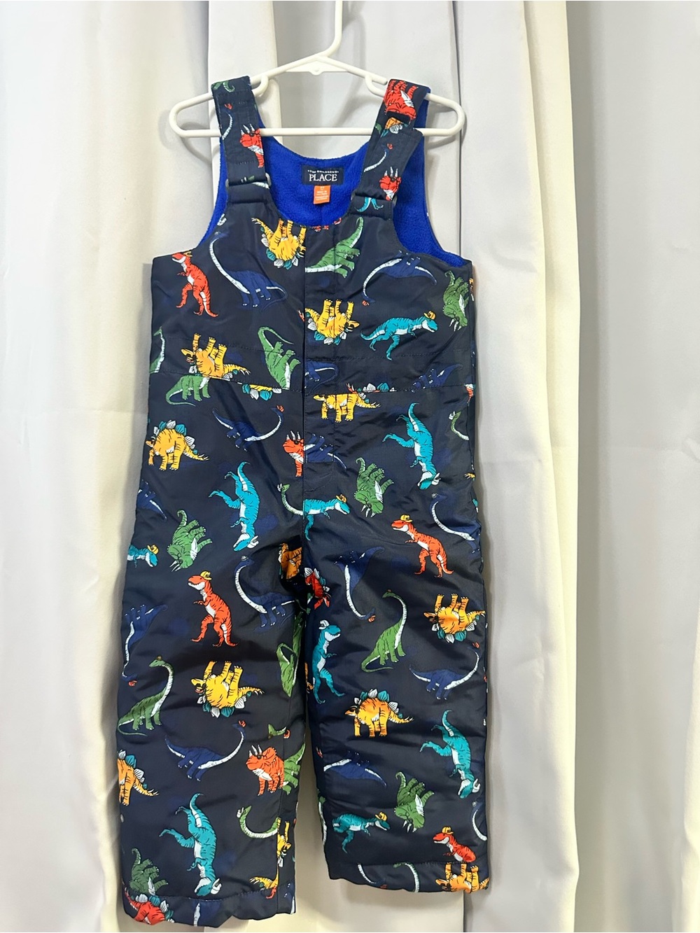 The Children's Place Navy Dinosaur Print Snow Bib Overalls